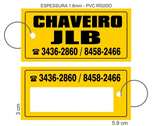 Chaveiro PVC Rigido 1,8 mm  