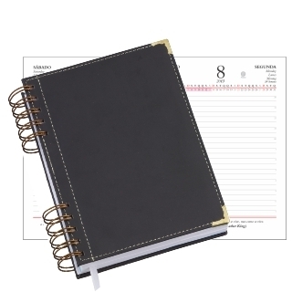 283 - Agenda em Wire-o Capa em Couro Sintetico Preta 2x2