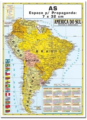 CALENDÁRIO MAPA AMÉRICA DO SUL