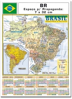 CALENDÁRIO MAPA DO BRASIL